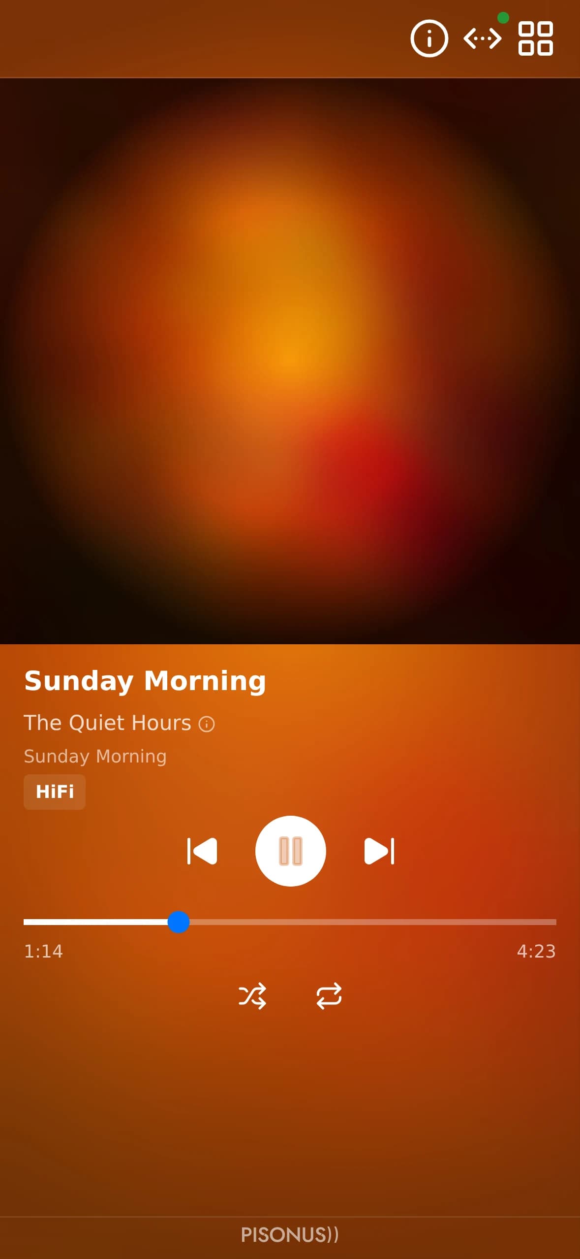 The player on a phone, playing a track from a CD